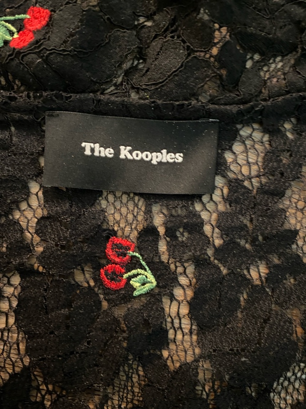 The Kooples Black Lace Wrap for over a Dress with Red Cherry Embroidery - Picture 2 of 3